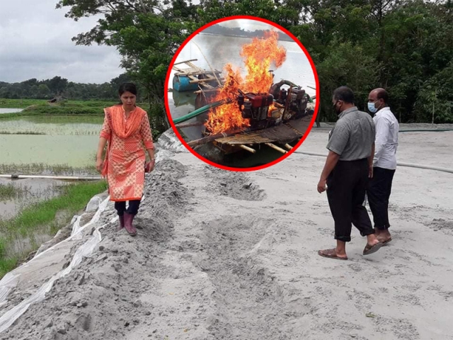 যশোরের শার্শায় অবৈধভাবে বালু উত্তোলনে দায়ে জরিমানা 