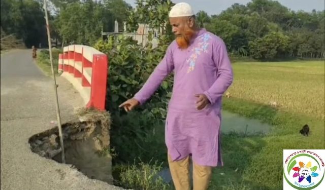 সরকারি রাস্তা মেরামত করছে প্রবাসীরা।